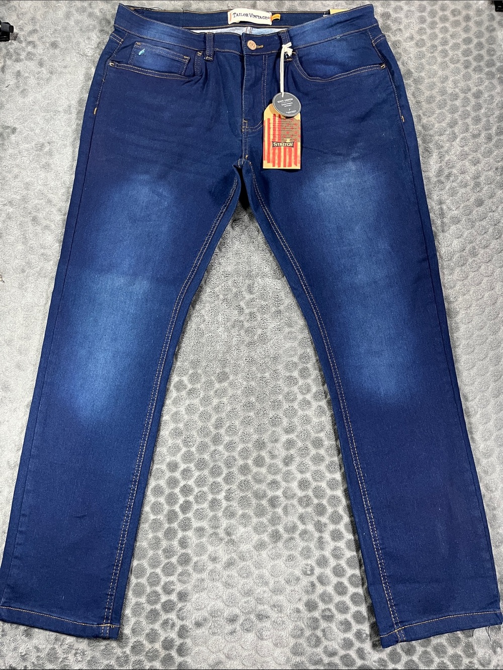 Tailor Vintage Men's Navy Blue Slim Straight comfort stretch Jeans 34x30